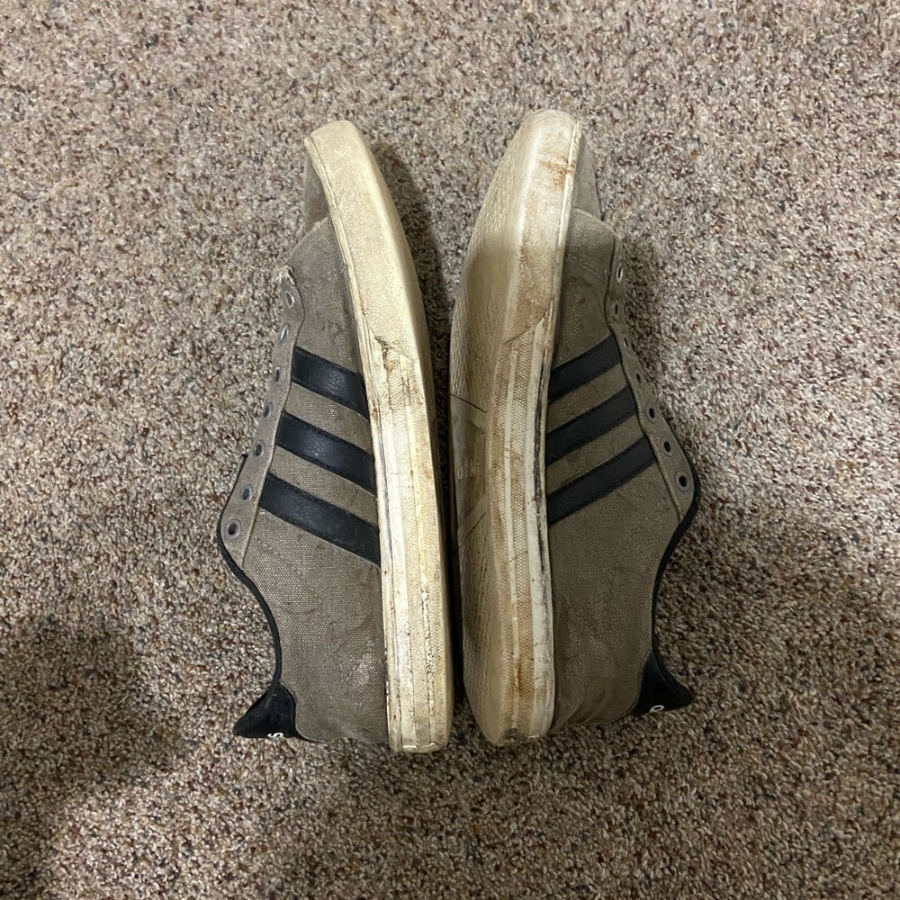 Grey and black Adidas shoes Warren well showed clean up nice.